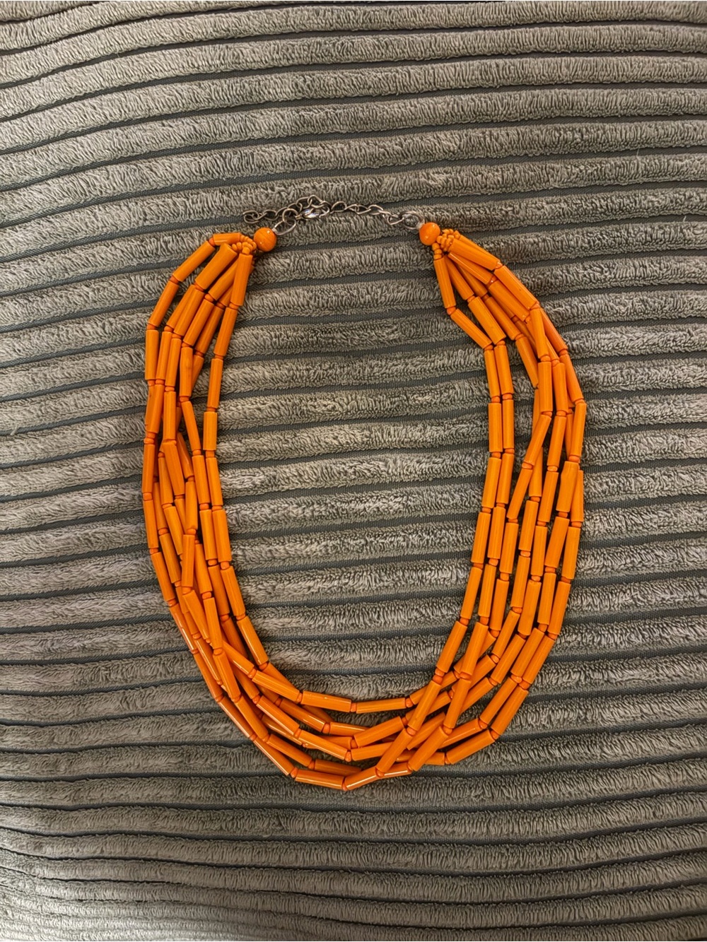 Vibrant Orange Multi-Strand Tube Bead Necklace
